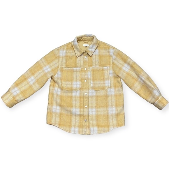 TOPSHOP Wool Overshirt Shacket In Yellow Plaid - Size 8-10 - Picture 4 of 13